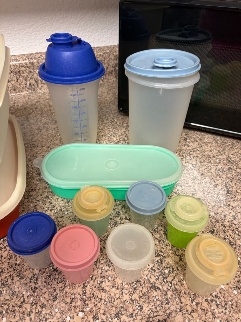 Tupperware Assorted Containers and Shakers - Multicolor. 15 in all with lids